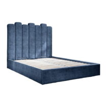 Modrá čalúnená dvojlôžková posteľ s úložným priestorom s roštom 140x200 cm Dreamy Aurora – Miuform (...