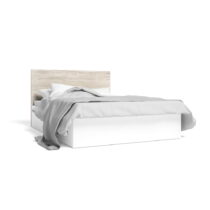 Biela/prírodná dvojlôžková posteľ v dekore duba s úložným priestorom 140x190 cm Sahara - Marckeric (...